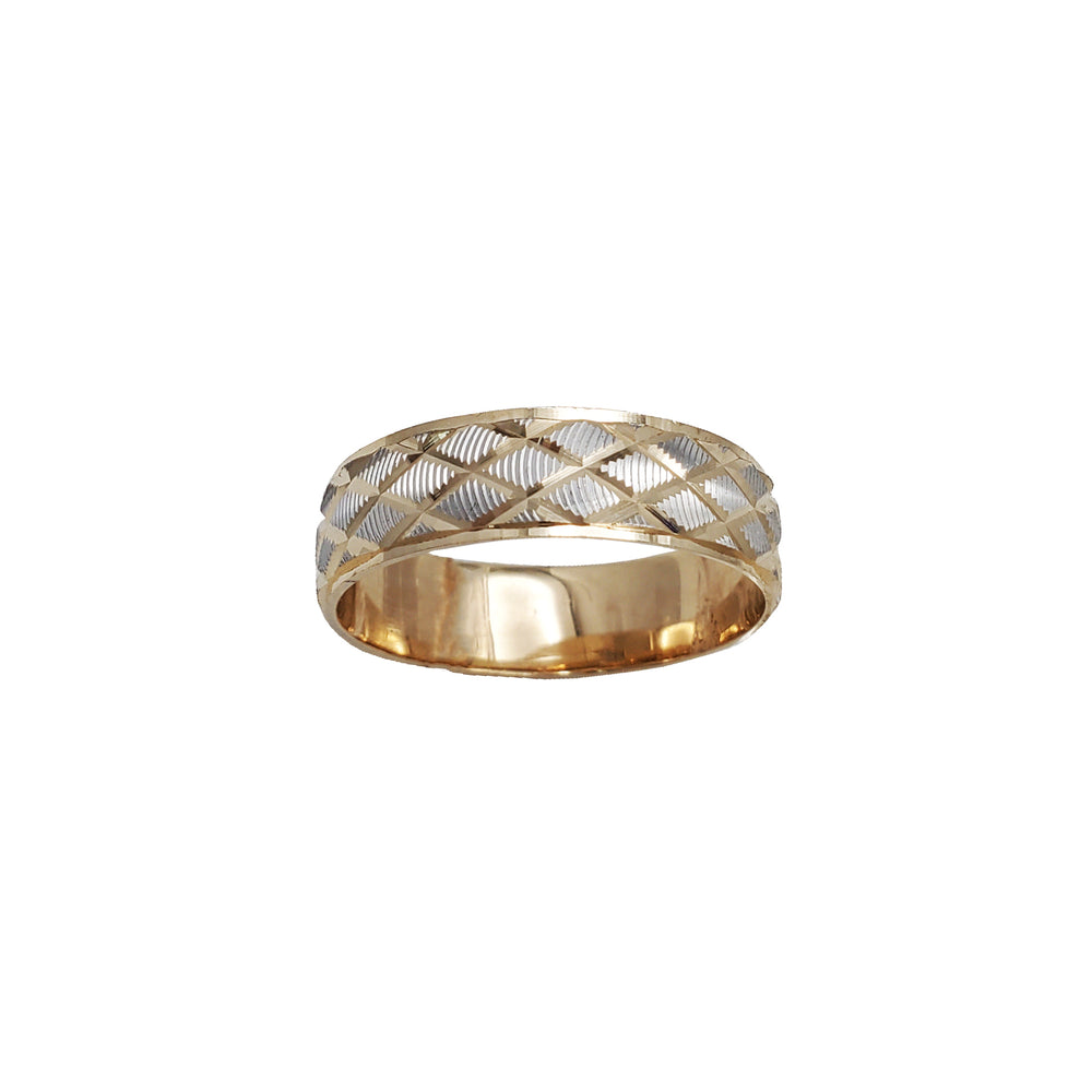 Two-Tone Diamond-Cut Wedding Band (14K)