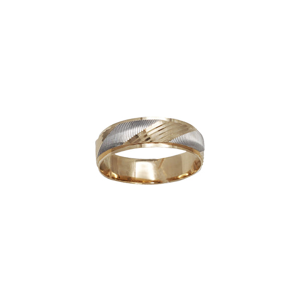 Two-Tone Diamond-Cut Wedding Band Ring (14K)