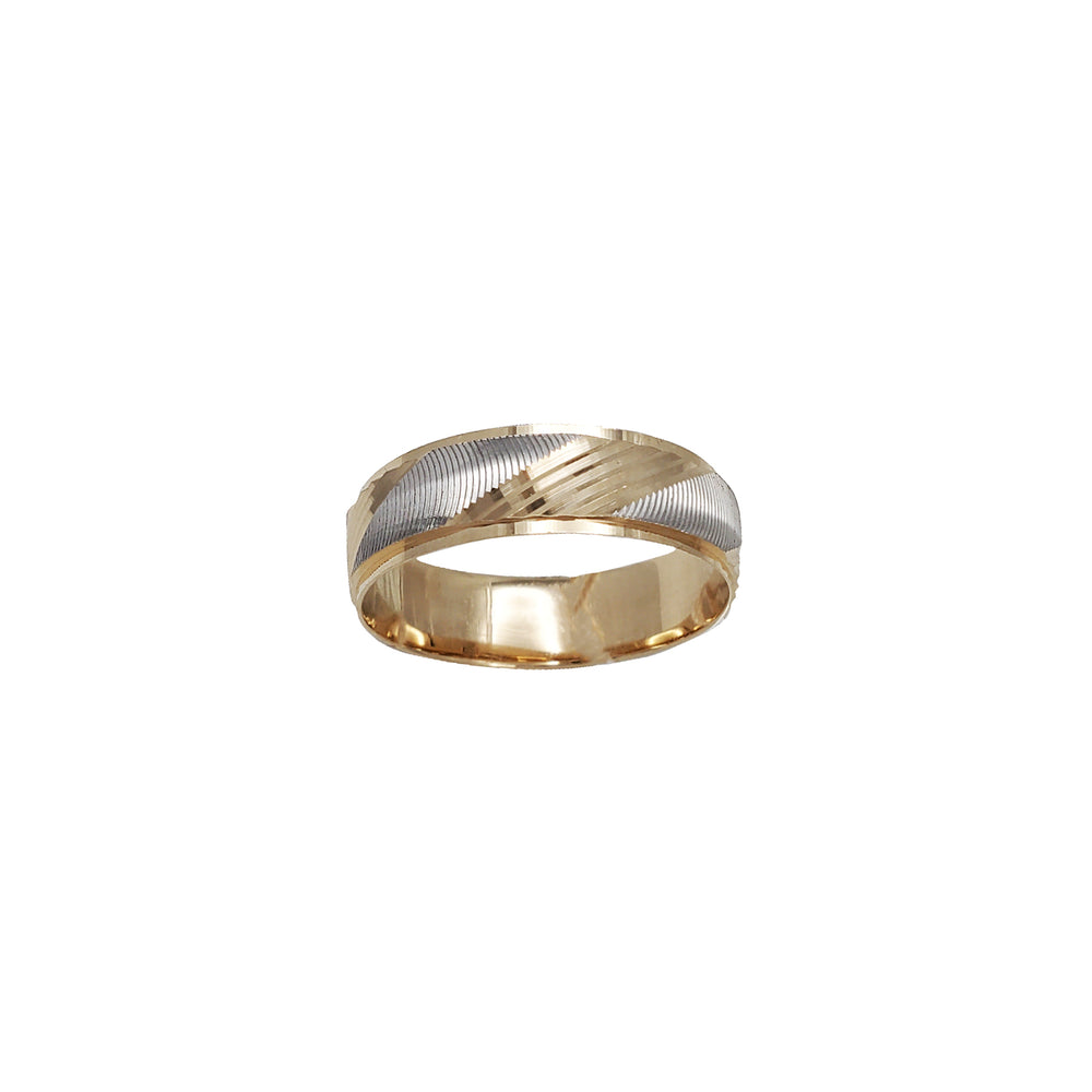 [4.5 mm] Two-Tone Diamond-Cut Wedding Band Ring (14K)