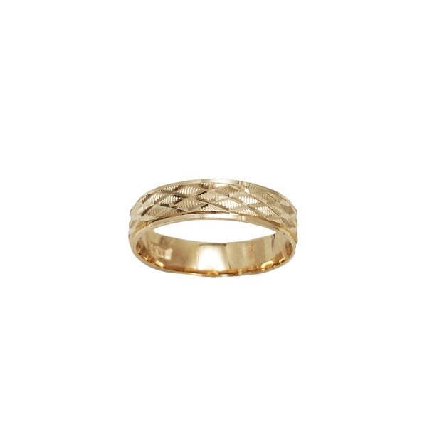 Diamond-cut Wedding Band Ring (14K)