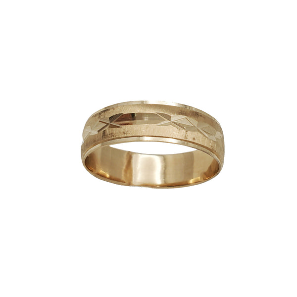 Diamond-Cut X-Design Wedding Band Ring (14K)