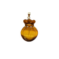 Tiger-Eye Jade Money Bag Pendant (14K)