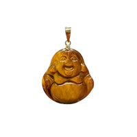 Tiger-Eye Jade Laughing Buddha Pendant (14K)