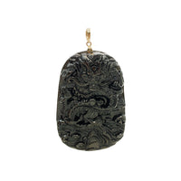 Медальон дракон от черен нефрит (14K)