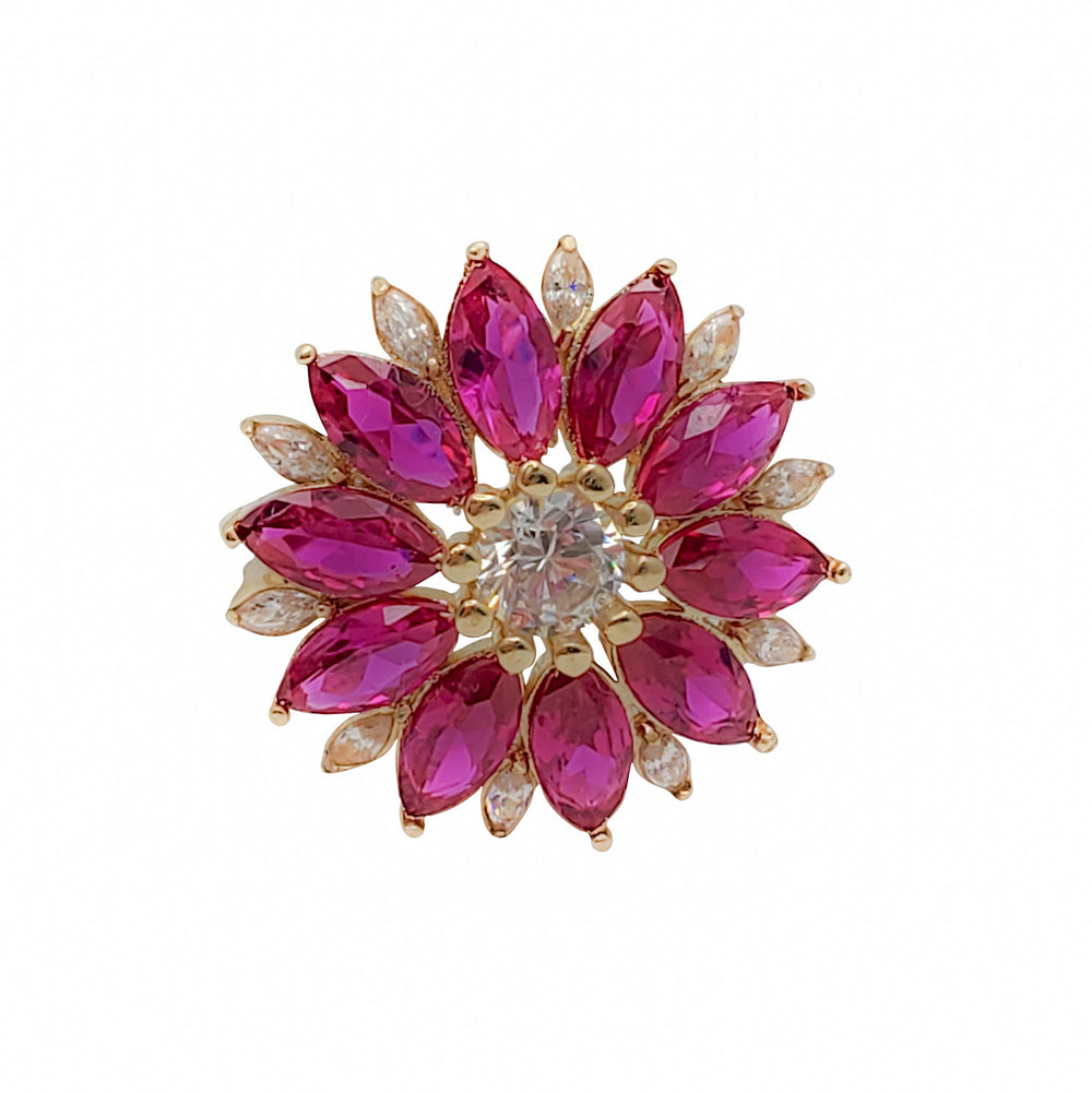 Red  Flower Cocktail Ring (14K)