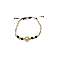 Diamond-Cut Skull Beaded String Bracelet (14K).