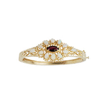 Vintage Floral Bloom Opal Bangle Bracelet (14K)