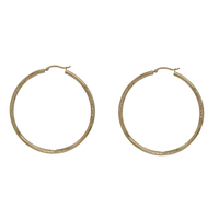 Diamond cut Hoop Earring Polished 14K