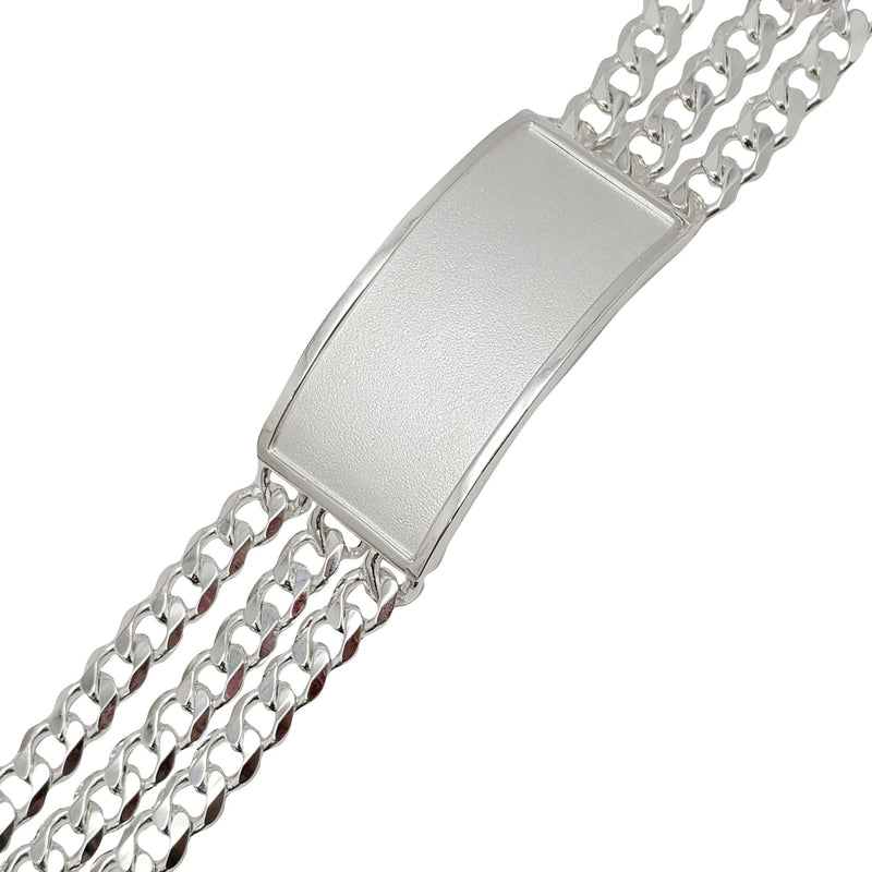 Triple Cuban Link ID Bracelet (Silver)