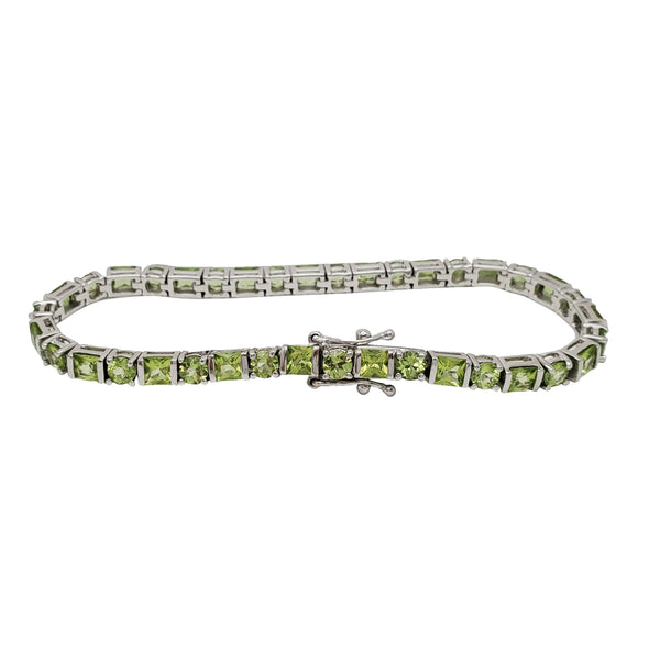 Zirconia Peridot Tennis Bracelet (Silver)