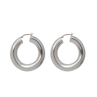 [8 mm] Plain Hoop Earrings (Silver)