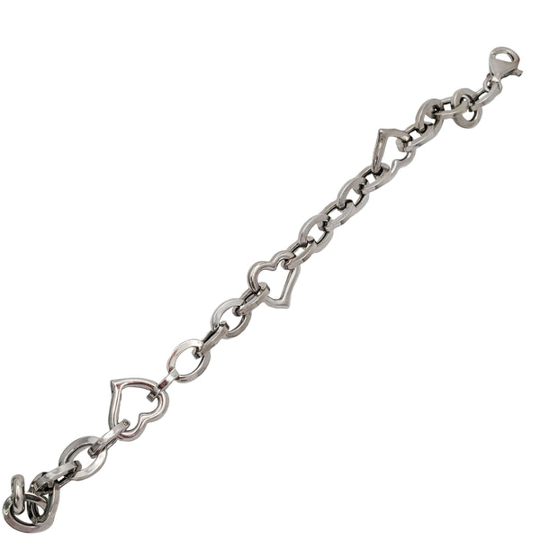 Cable Link With Heart Bracelet (Silver)