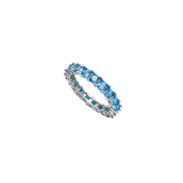 Light Blue Cubic Zirconia Eternity Ring (Silver)