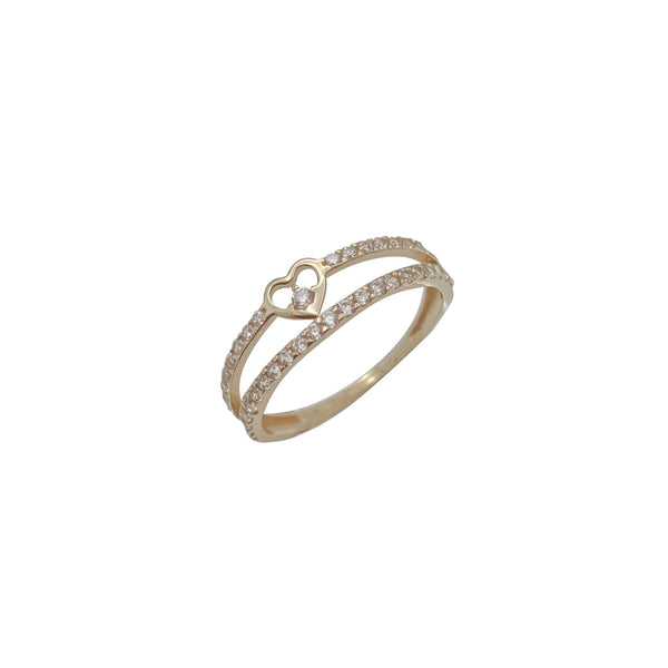 Heart Two-Row CZ Ring (14K)