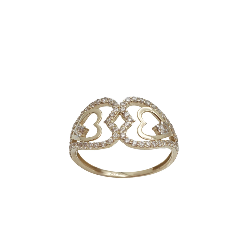 Zirconia Double Heart Ring (14K)
