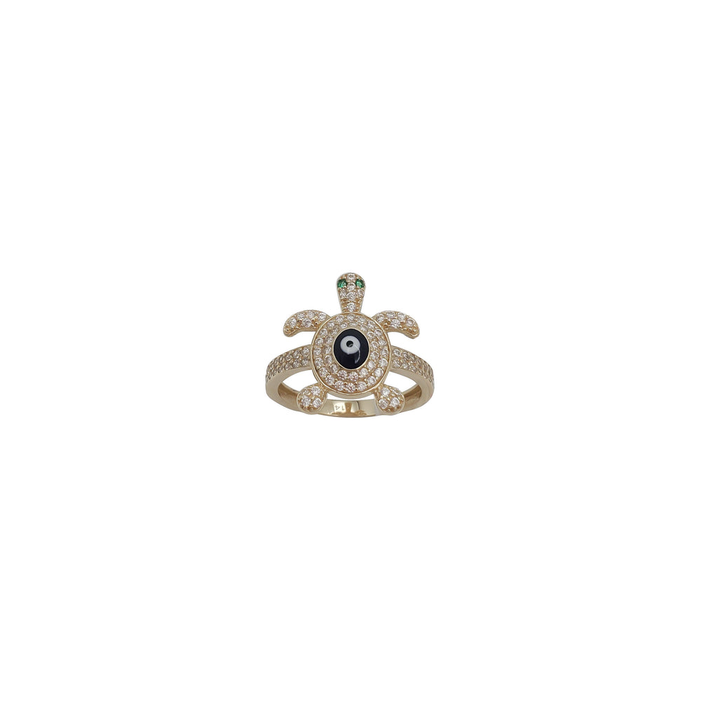 Zirconia Evil Eye Turtle Ring (14K)