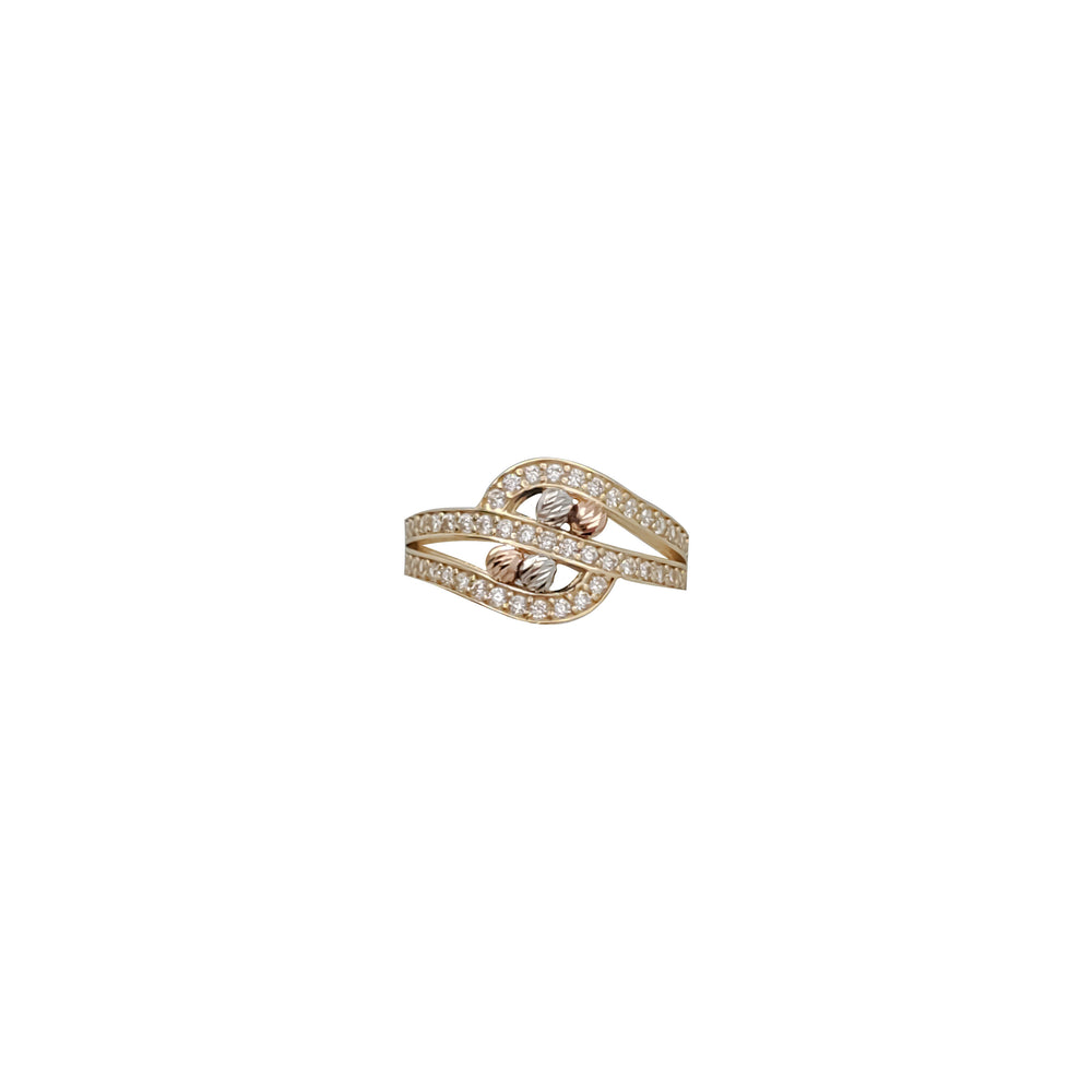 Cubic Zirconia Bypass Tri-tone Ring (14K)