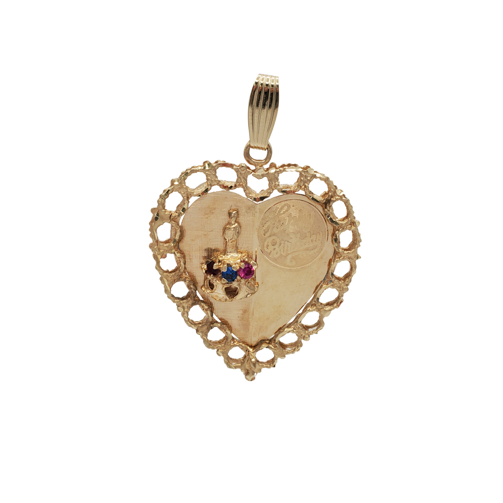 "Happy Birthday" Heart Pendant (14K)
