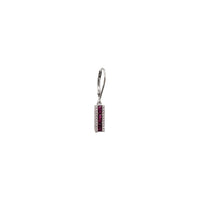 Diamond & Ruby Rectangle Shape Dangling Earrings (14K)