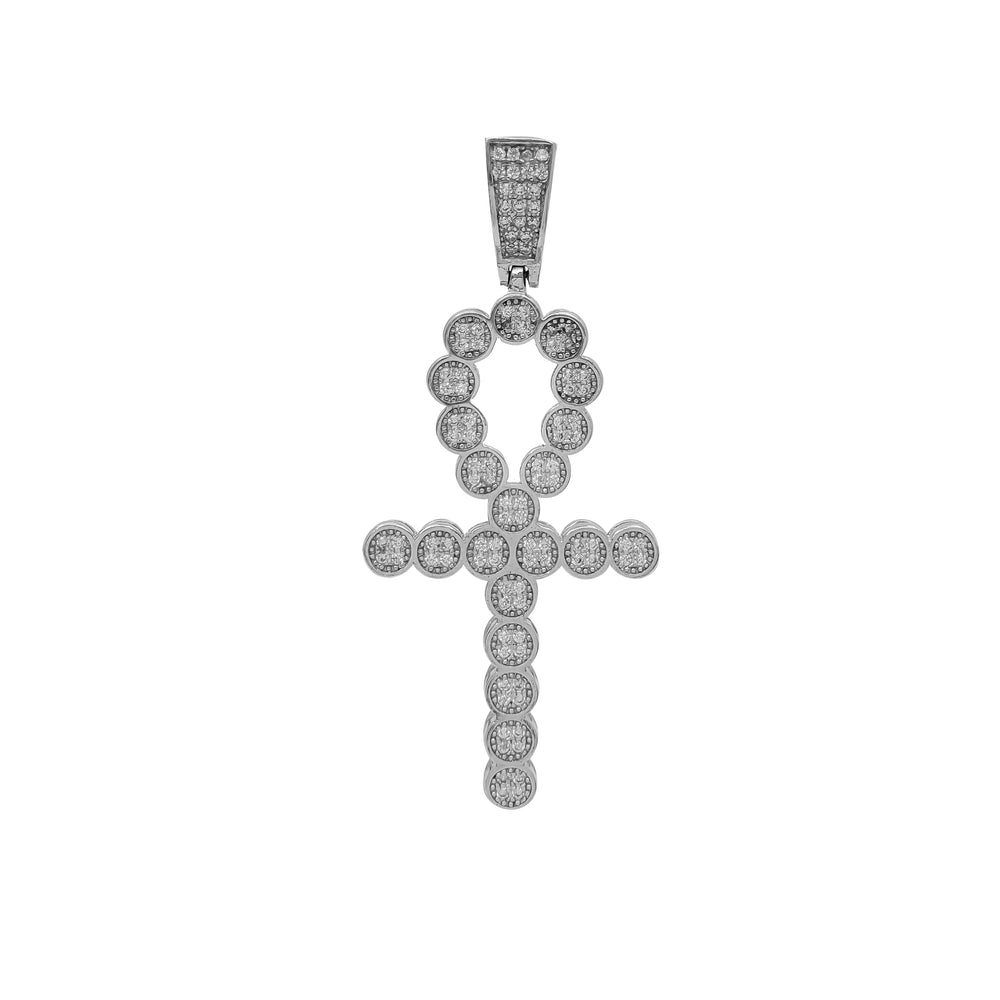 Zirconia Ank Cross Pendant (Silver)