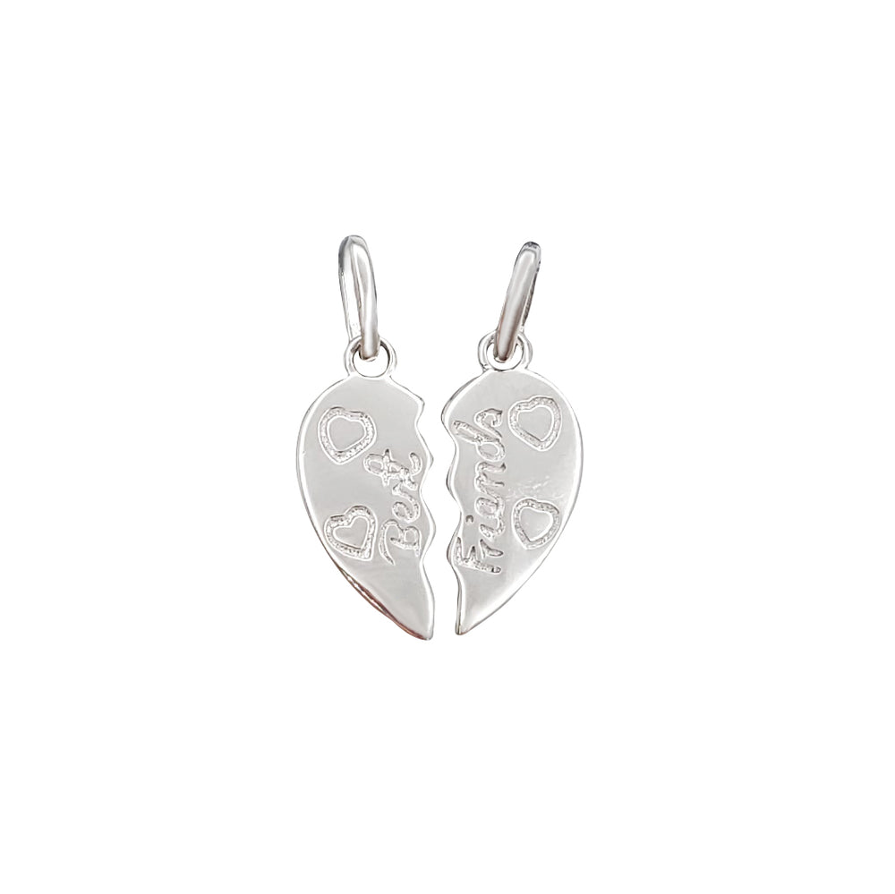 Split Heart "Best" Pendant (Silver)