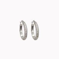Diamond-Cut Hoop Earrings (Silver)