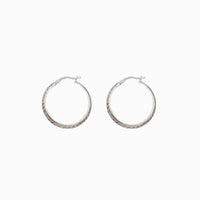 Diamond-Cut Hoop Earrings (Silver)