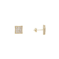 Zirconia Square Stud Earrings (14K)