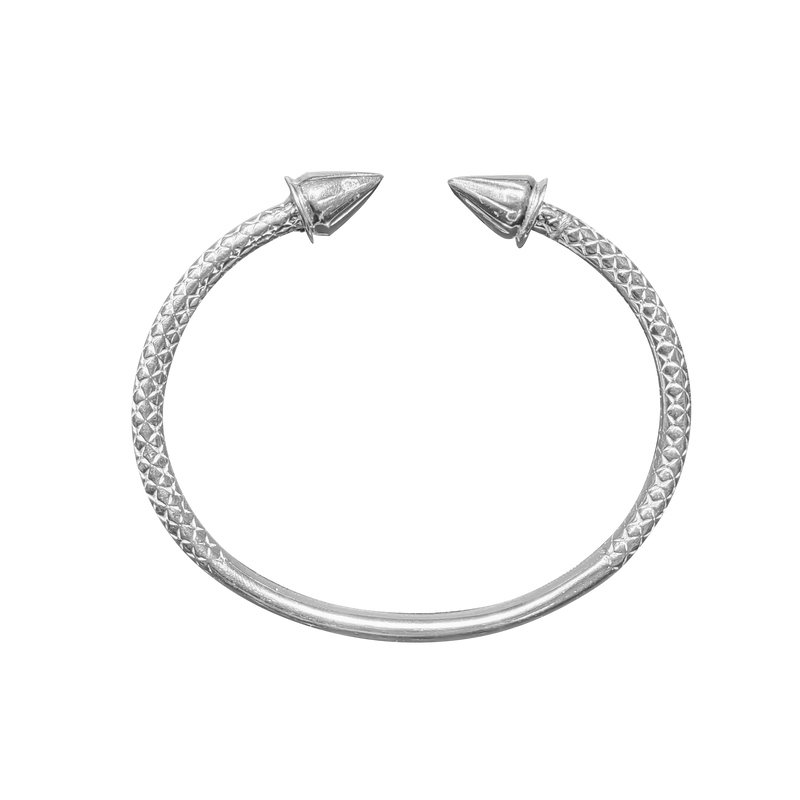 Textured Bangle Spike Ends (Silver)