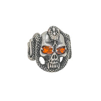 Skull With Snake Ring (Silver)