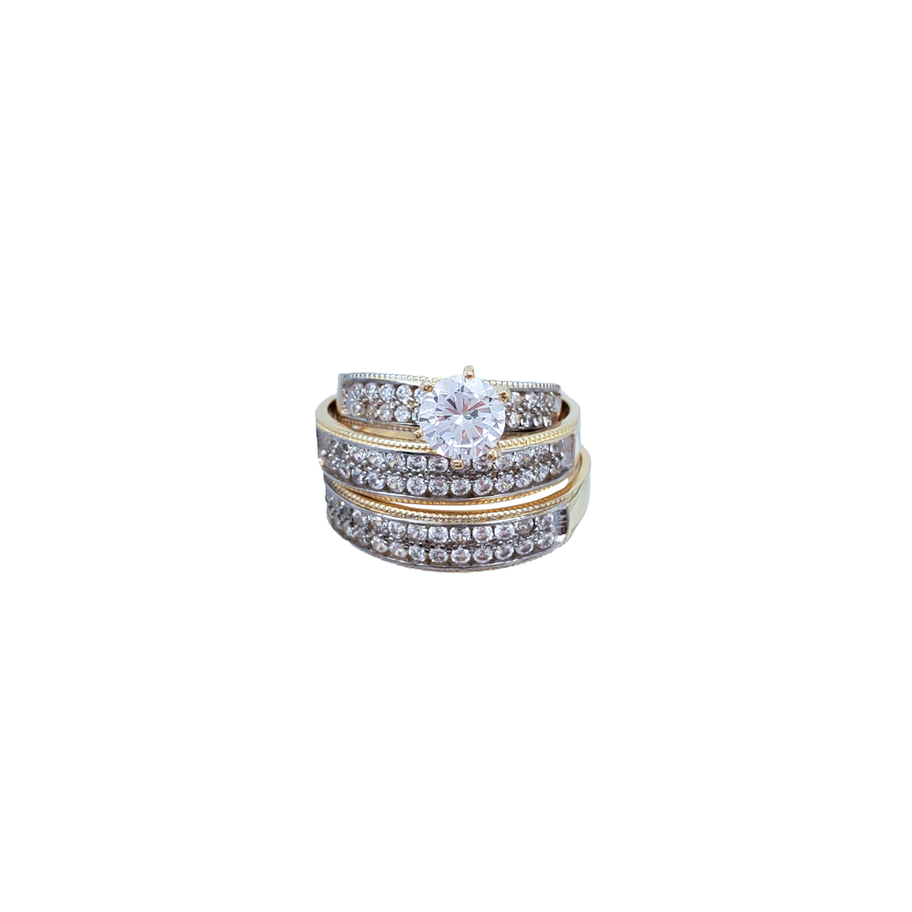 Cubic Zirconia Three-Set Engagement Ring (14K)