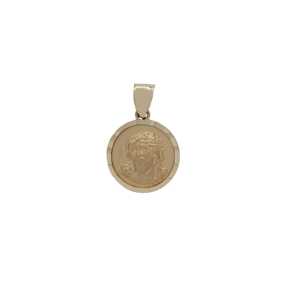 Round Diamond-Cut Jesus Head Pendant (14K)