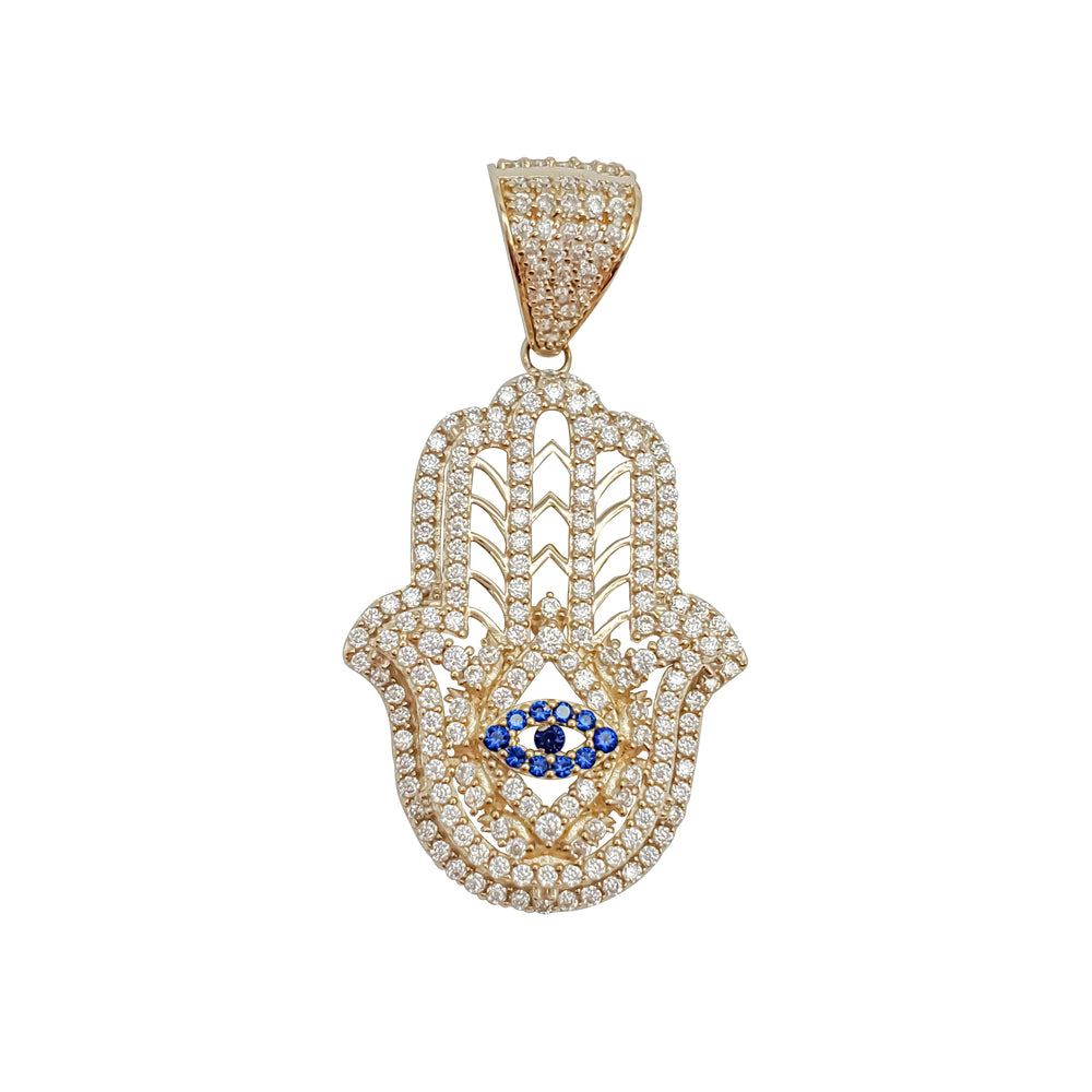 Hamsa Hand CZ Pendant (14K)