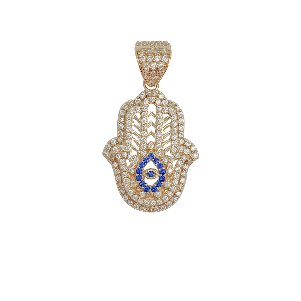 Hamsa Hand CZ Pendant (14K)