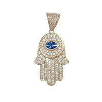 Hamsa Hand Baguette cut Pendant (14K)