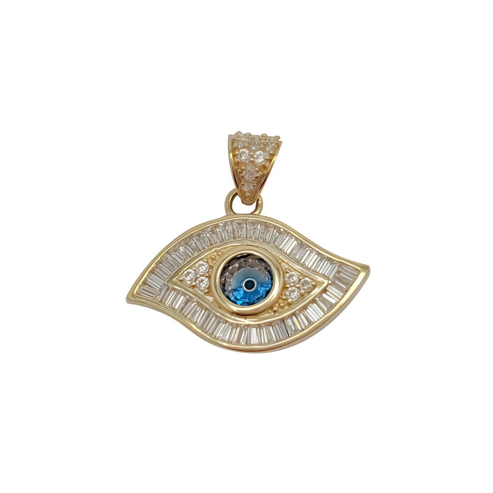 Evil Eye Baguette Pendant (14K)