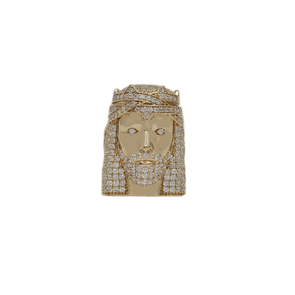 Zirconia Jesus Head Ring (14K)