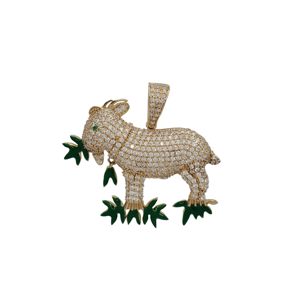 Zirconia Goat Pendant (14K)