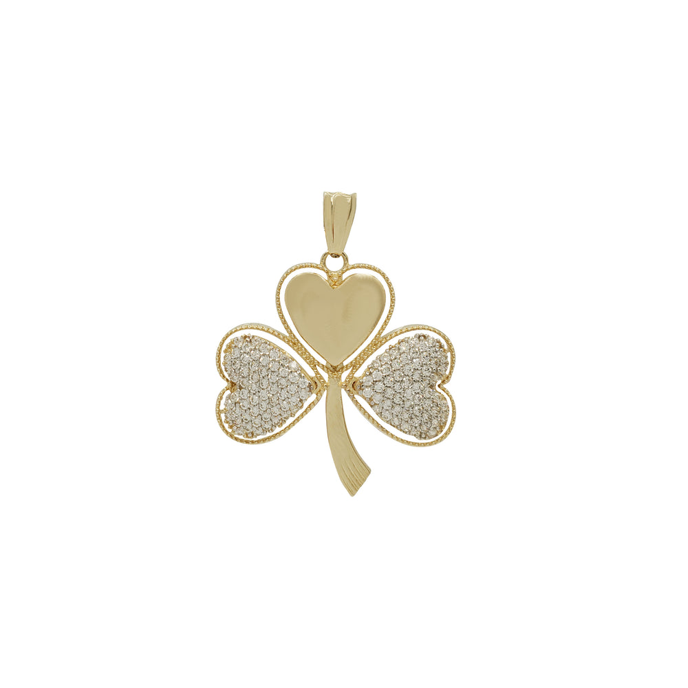 Zirconia Three Leaf Clover Pendant (14K)