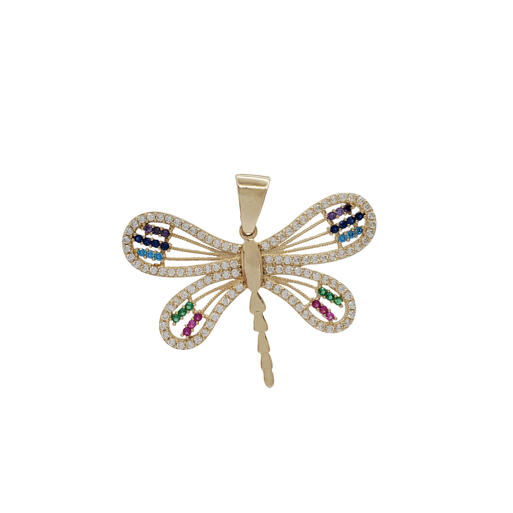 Zirconia Dragonfly Fancy Pendant (14K)