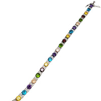 Round Multicolor Tennis Bracelet (Silver)
