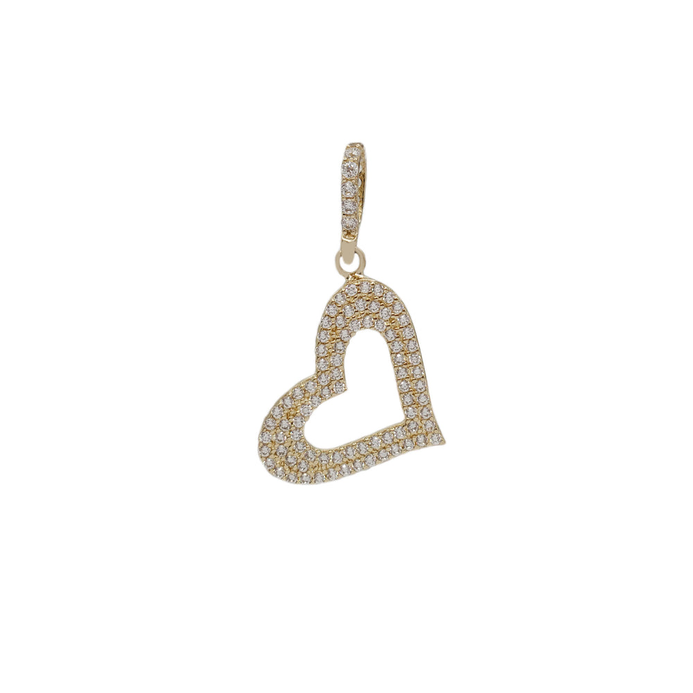 Zirconia Outlined Heart Pendant (14K)