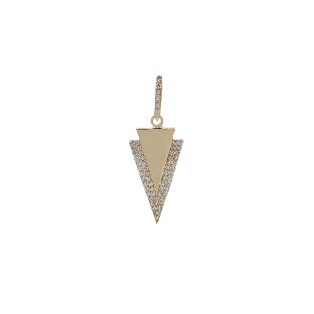 Zirconia Geometric Stone set Arrowhead Pendant (14K)