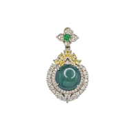 Cubic Zirconia Circle Jade Pendant (Silver)