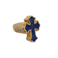 Cross Diamond Fleu de Lis Ring (14K)