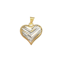 Puffy Heart Grooved Two-Tone Pendant (14K)