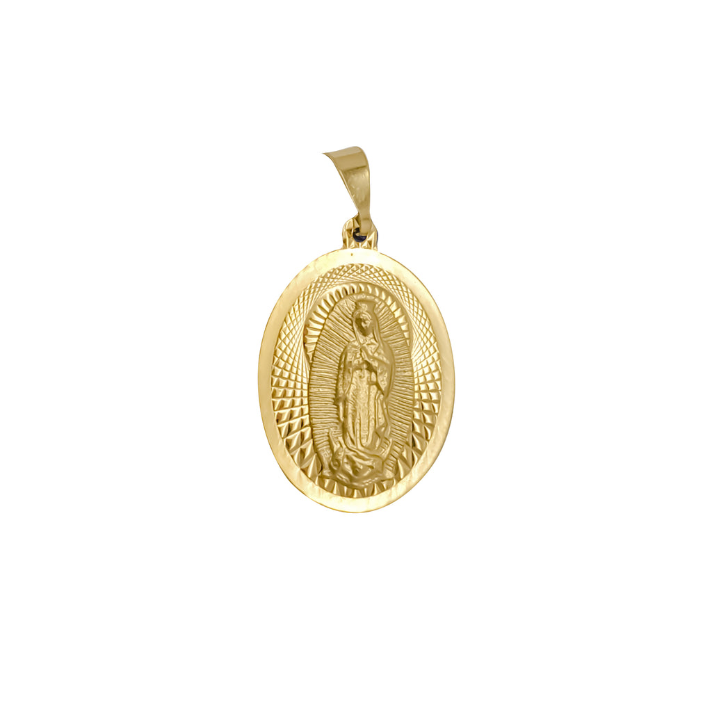 Gold Plated Oval Virgin Mary Pendant – Stainless Steel & Copper, Religious Charm, Gift