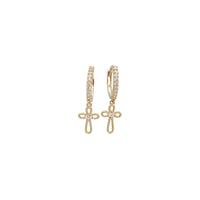 Dangling Diamond Cut Cross Earring (14K)