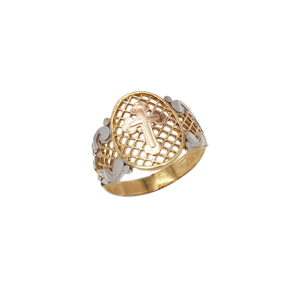 Tricolor Cross Ring (14K)