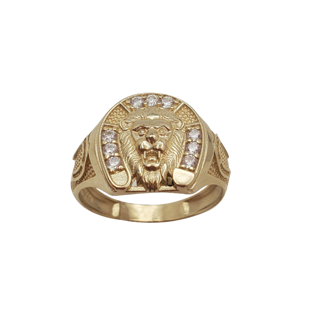 Zirconia Lion Horseshoes Ring (14K)